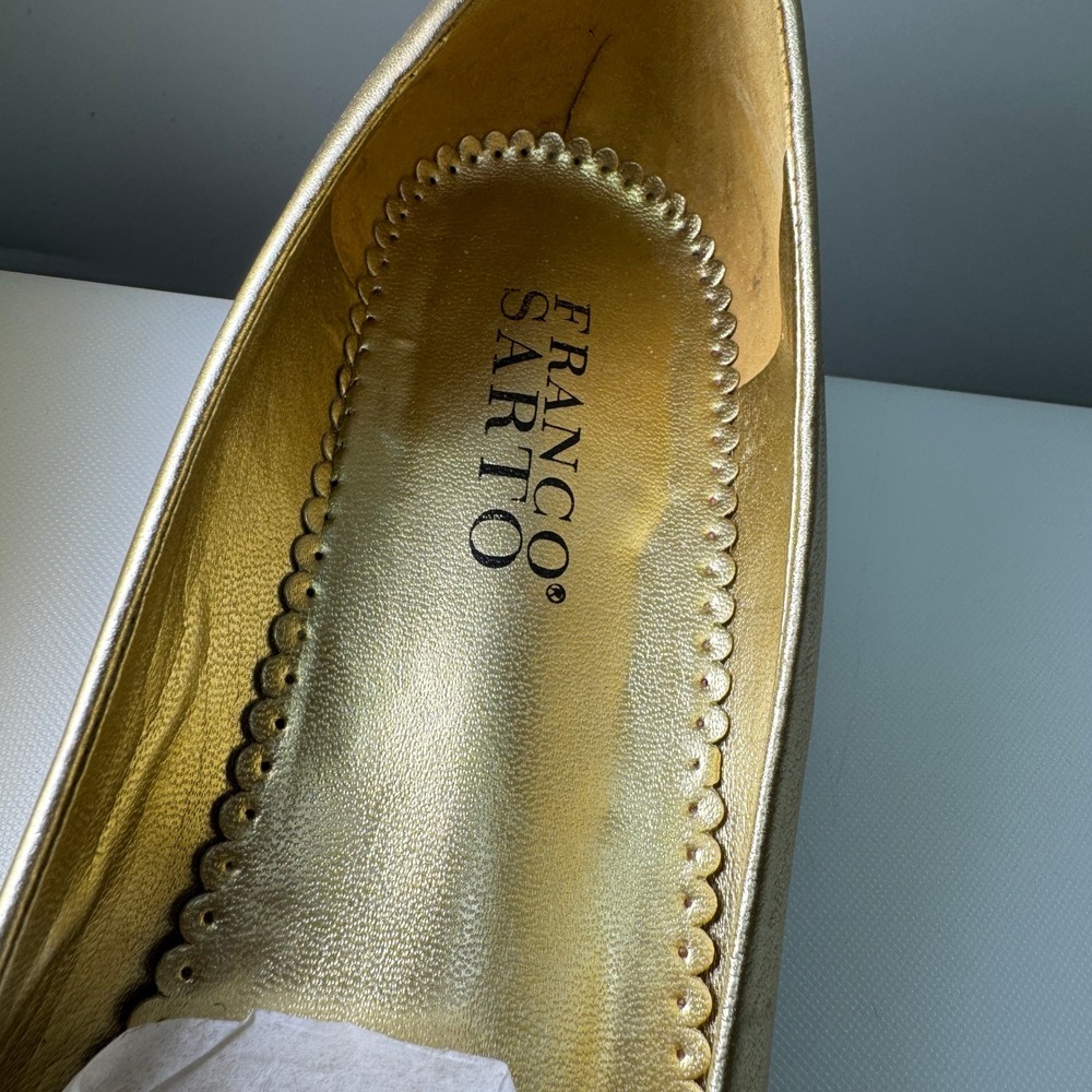 New Lot of 2 Pair Franco Sarto Flats Women 7.5 Gold and Leopard Bow Shoes - Picture 8 of 11